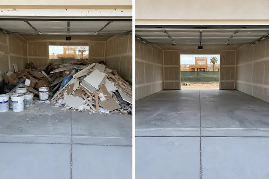 Before and after construction debris removal